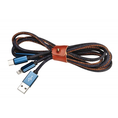 Câble USB chargement en jean multi-connexions