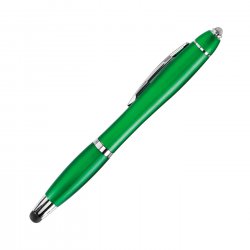 Stylo bille stylet lumineux LED corps vert